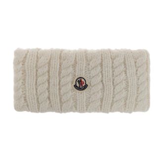 Moncler Accessoires, Dames, Beige, ONE Size, Wol, Logo Hoofdband