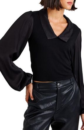 Bella Dahl Mixed Media Balloon Sleeve Knit Top in Black at Nordstrom, Size X-Small