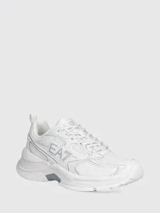 Emporio Armani Sneakers low top in mesh con logo stampato e suola in gomma