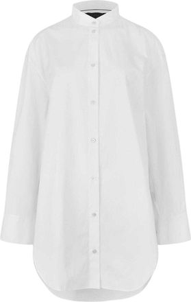 HUGO BOSS Damesoverhemd met bandkraag, oversized model en lange mouwen (Wit)