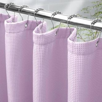 OEM Cortina De Ducha De Color Lila Con Estampado De Gofre, Tejido De Poli&eacute;ster De Alta Resistencia De 240 G/m&sup2;, 182 Cm X 182 Cm, Calidad Hotelera - Compat
