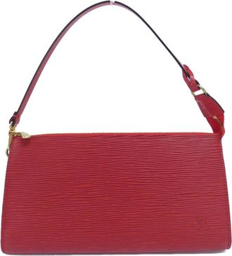 Louis Vuitton Red Color Leather Pochette Pouch (Pre-Owned)