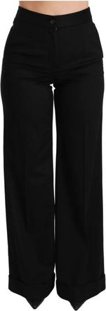 Dolce & Gabbana Luxe Hoge Taille Flared Broek van Kasjmier - Dames - Wijde Broeken - Zwart - XS - Kasjmier - Broeken