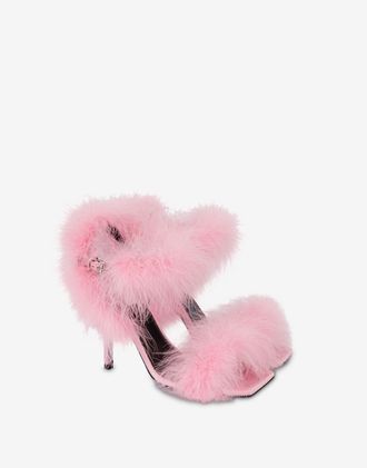 Moschino Satin sandals with feathers - Pink