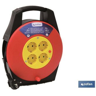 cofan Enrollacables Cable 4t. 20 M. (3 X 1,5mm), Enrollacables El&eacute;ctrico Con Cuatro Tomas O Enchufes Y 20 Metros De Longitud. Enrollacables Provisto De Conm