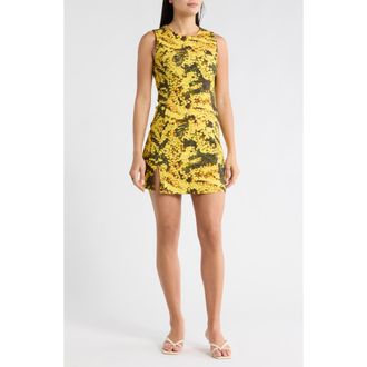 Desigual Print Fit & Flare Minidress in Yellow at Nordstrom Rack, Size X-Large