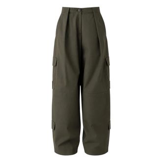 Meimeij Wijde broek - Dames - Broeken - Groen - Maat: S Poliester