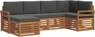 vidaXL Conjunto De Sof&aacute;s De Exterior 6 Uds. Natural Y Antracita Vidaxl