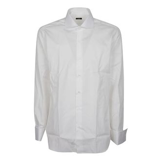 Barba Lange Mouw Shirt met Ronde Hals - Heren - Zakelijke Overhemden - Wit - 3XL - Katoen - Overhemden