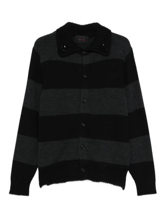 Simone Rocha embellished striped cardigan - men - Merino - L - Grey