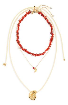 Madewell Set of 3 Pukka Shell Necklaces in Enamel Red at Nordstrom
