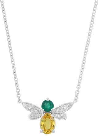 Effy 14K White Gold Bee Pendant Necklace in 18K Wg/Yellow Sapphire at Nordstrom Rack