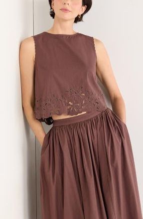 Nordstrom Schiffly Cotton Eyelet Shell in Brown Roast at Nordstrom Rack, Size Xx-Small