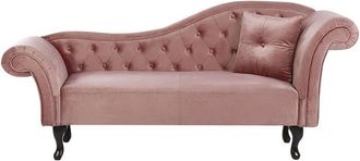 Beliani Beliani - Chaise Lounge Vintage Chesterfield Dark Pink Velvet Button Tuft Right Lattes