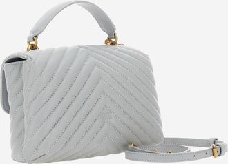 Pinko Womens Puff Big Bag Grey Calf Leather Shoulder