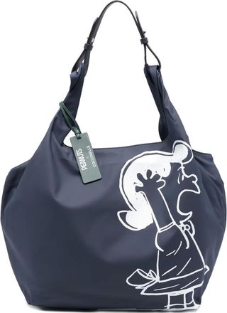 Coccinelle x Peanuts Nº10 graphic-print shoulder bag - women - Recycled Polyester/Calf Leather - One Size - Blue
