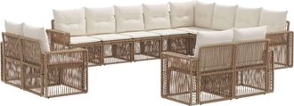 vidaXL Conjunto De Sof&aacute;s De Jard&iacute;n 12 Uds. Beige Y Blanco Crema Vidaxl