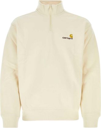 Carhartt Work in Progress Carhartt Wip Ivory Cotton Blend Half Zip American Script Sweat