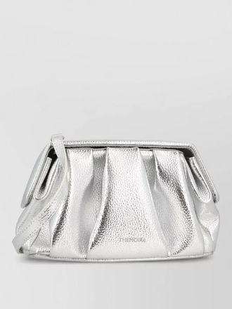 Themoir&egrave; athena pleated metallic clutch bag handle