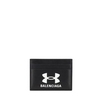 Balenciaga Wallets & Cardholders, male, Black, Size: ONE SIZE Leather Card Holder with Logo Print