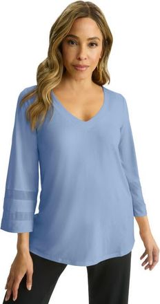 Jessica London Stretch Knit Mesh Inset Sleeve Tunic in Azure Mist at Nordstrom, Size 20