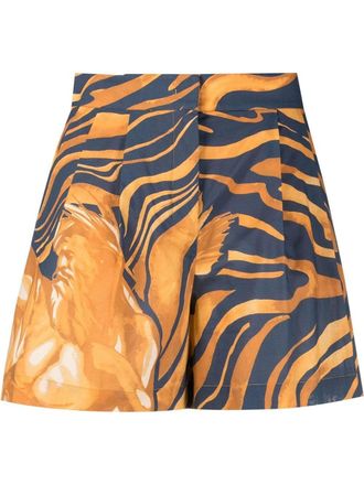 Alberta Ferretti swirl print shorts - women - Cotton - 44 - Yellow