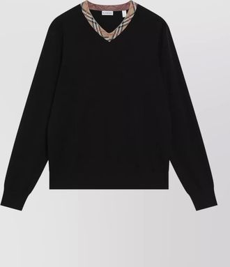 Burberry check pattern v neck knit sweater