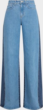 L'agence Beau High-Rise Wide-Leg Contrast Jeans