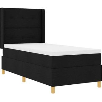 vidaXL Cama Con Somier Con Colch&oacute;n Con Cabecera Negro 90 X 190 Cm Tela Vidaxl