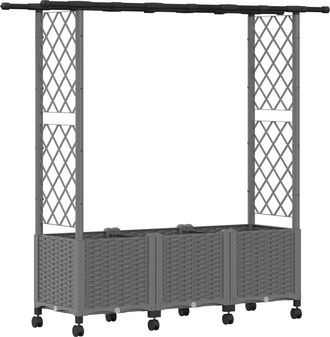 vidaXL Cama Elevada Con Trellis Y Techo Gris Claro 162,5 X 40 X 142 Cm Vidaxl