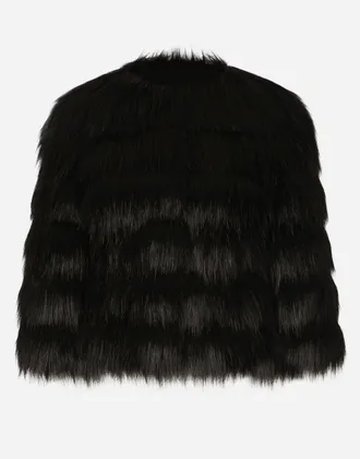 Dolce & Gabbana Faux Fur Jacket - Woman Blazers Black Faux Fur 40