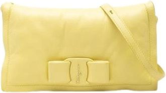 Ferragamo Pre-owned Viva Bow - Dames - Vintage Schoudertas - Geel - ONE Size - Leer - Vintage
