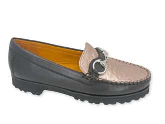 Robert Zur Womens Soho Loafer In Black Rose Gold
