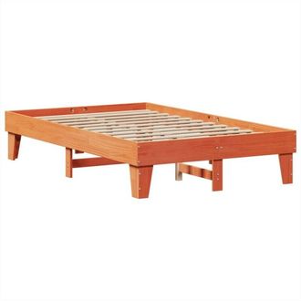 vidaXL Estructura de cama sin colchón madera maciza marrón 135x190 cm Vidaxl