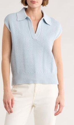 Elie Tahari Sleeveless Cotton Polo Sweater in Light Blue at Nordstrom Rack, Size X-Large