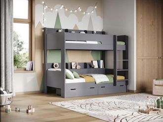 Flair Eddie Storage Bunk Bed in Grey | Size: Single