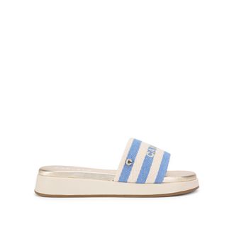 Carvela Womens Canvas Palermo Stripe Mule Sandals - Blue - Size UK 9