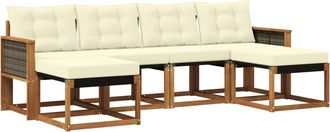 vidaXL Conjunto De Sof&aacute;s De Exterior 6 Uds. Natural Y Crema Vidaxl