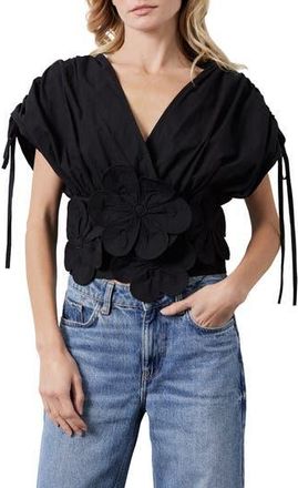 Ciebon Dielle Tie Cotton Top in Black at Nordstrom Rack, Size X-Small