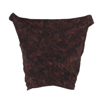 Cortana Mathilda- crop top in zijde stretch matte print- - Dames - Tops zonder mouwen - Rood - M - Tops