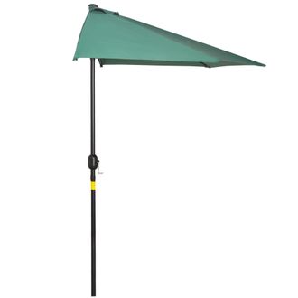 OUTSUNNY 3(m) Half Round Parasol Garden Sun Umbrella Metal w/ Crank Green | TJ Hughes