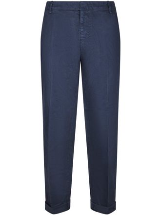 Dondup Blue Stretch Cotton Gabardine Cuffed Chinos