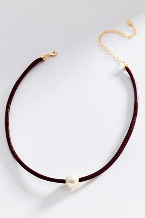 Anthropologie Cord Necklace with Pearl