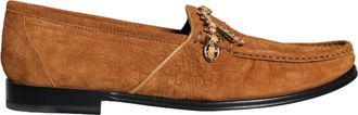 Dolce & Gabbana Bruine Velours Leren Logo Moccassin Instapschoenen