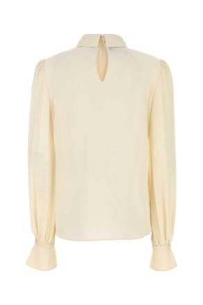 Valentino Garavani Womens Cream Silk Blouse Vaniglia Exterior: Maglie Sweater