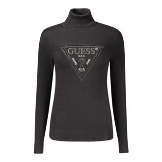 Guess Trui met hoge hals en logo - Dames - Coltruien - Zwart - XL - Truien & Vesten