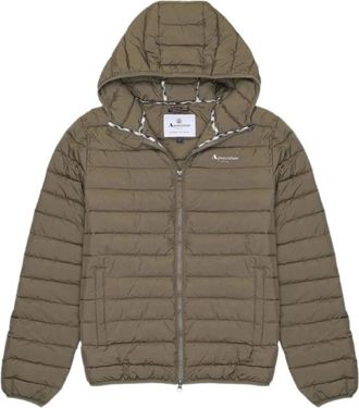 Aquascutum Giubbotto con cappuccio impunturato lineare - Heren - Winterjassen - Groen - XL - Nylon - Jassen