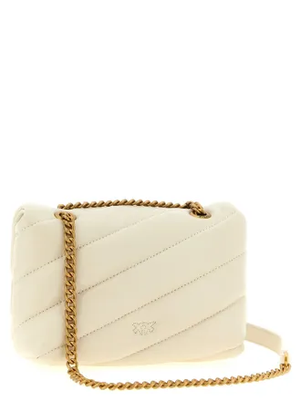 Pinko Quilted Nappa Leather Crossbody Bag - Cream