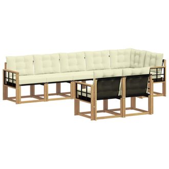 vidaXL Conjunto De Sof&aacute;s De Exterior Con Coj&iacute;n 8 Pcs Blanco Y Crema Vidaxl