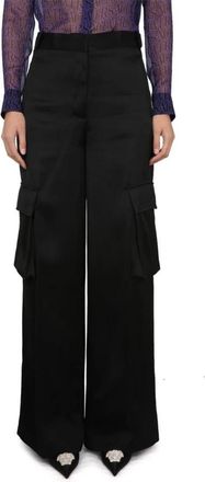 Versace Wide Leg Cargo Pants - Dames - Wijde Broeken - Zwart - L - Satijn - Broeken